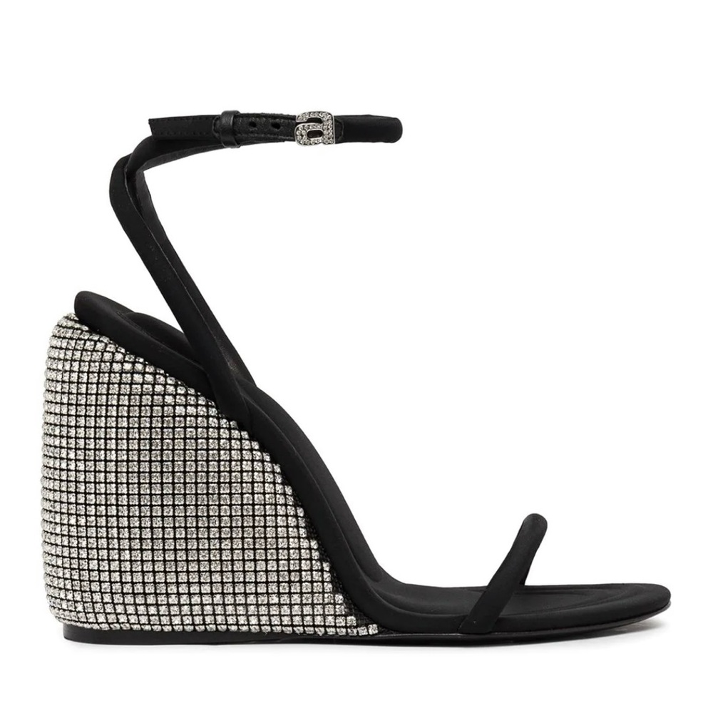 ALEXANDER WANG Black Crystal Dahlia 95 Wedge Heels